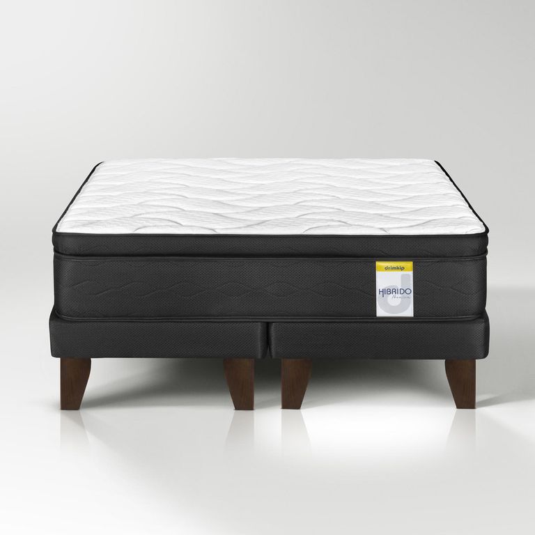 Cama Europea 2 plazas Europea Hibrido Premium Negro