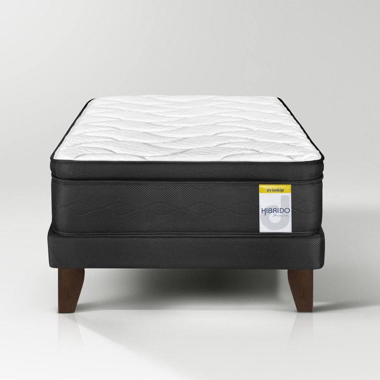 Cama Europea 1.5 plazas Europea Hibrido Premium Negro