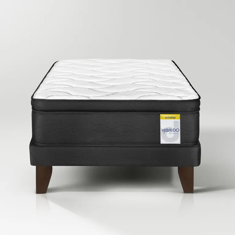 Cama Europea 1 plaza Europea Hibrido Premium Negro