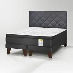 DRIMKIP - Cama Europea 2 plazas Europea Hibrido Premium Negro