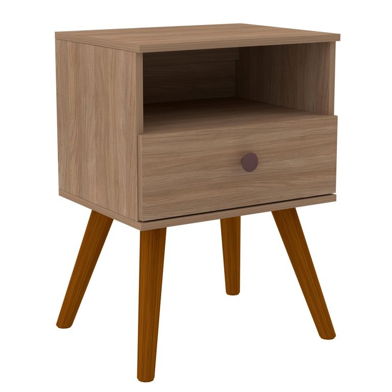 Velador 1 Cajón(es) 1 Repisa 39x54x30 cm Nogal