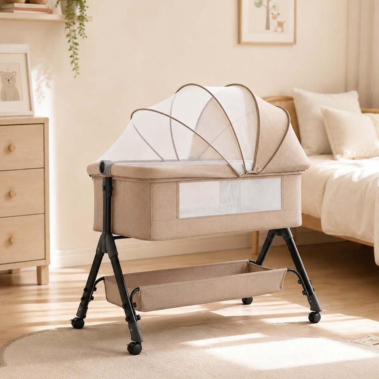 Cuna Colecho Plegable Antirreflujo Balanceo Beige 81x102x65 cm