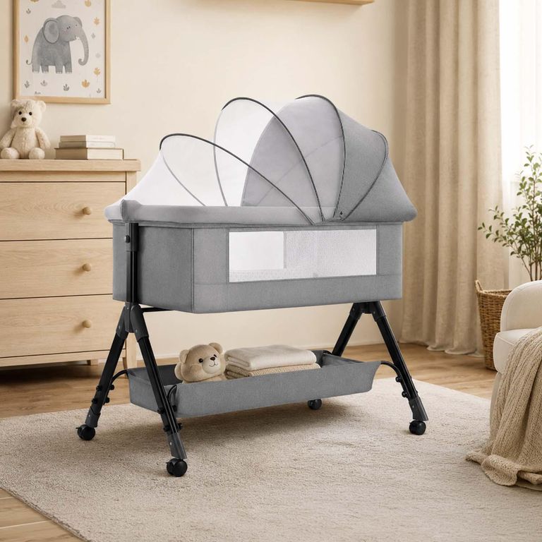 Cuna Colecho Plegable Antirreflujo Balanceo Gris 81x102x65 cm