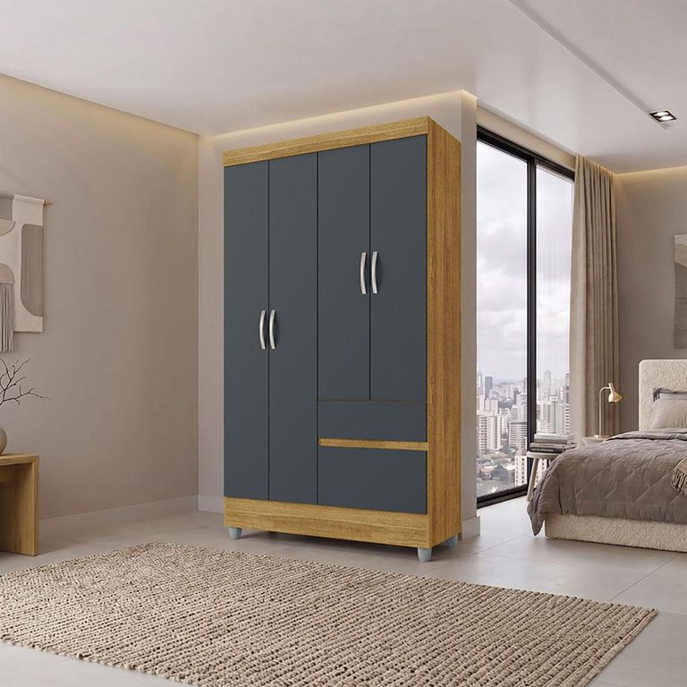 Clóset Ideal 4 Puertas 2 Cajones Gris 4 Puerta(s) 2 Cajón(es) 5 Repisa(s) 102.6x181x40 cm Gris