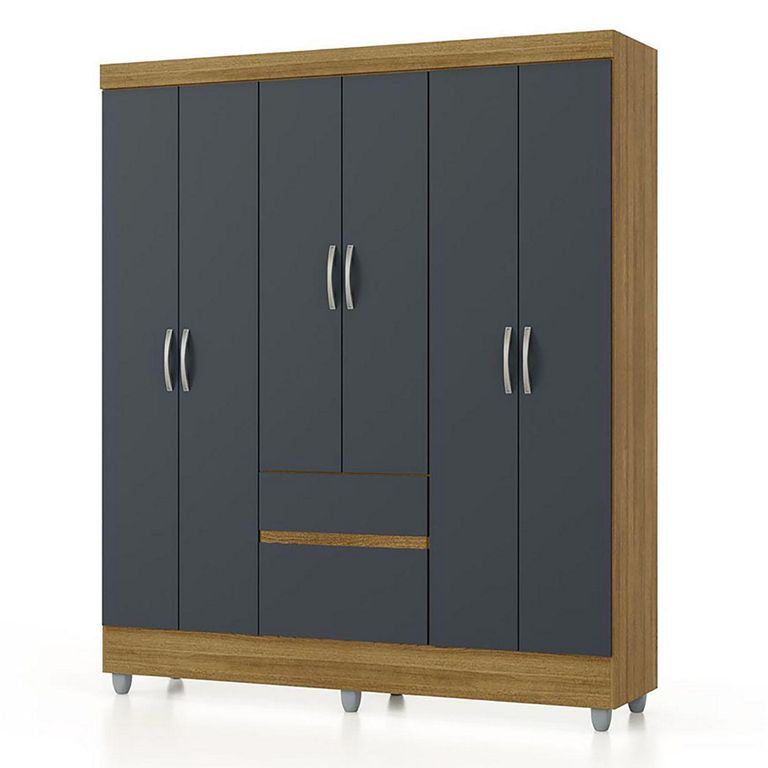 Clóset Ideal 6 Puertas 2 Cajones Gris 6 Puerta(s) 2 Cajón(es) 7 Repisa(s) 181x40x153.3 cm Gris