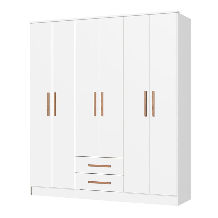 Clóset Pequim 6 Puertas Blanco 6 Puerta(s) 2 Cajón(es) 6 Repisa(s) 161.7x182.5x47 cm Blanco