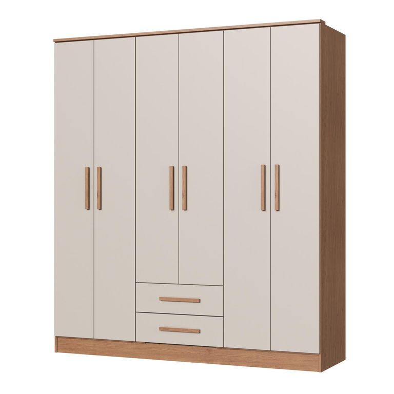 Clóset Pequim 6 Puertas Beige 6 Puerta(s) 2 Cajón(es) 6 Repisa(s) 161.7x182.5x47 cm Beige