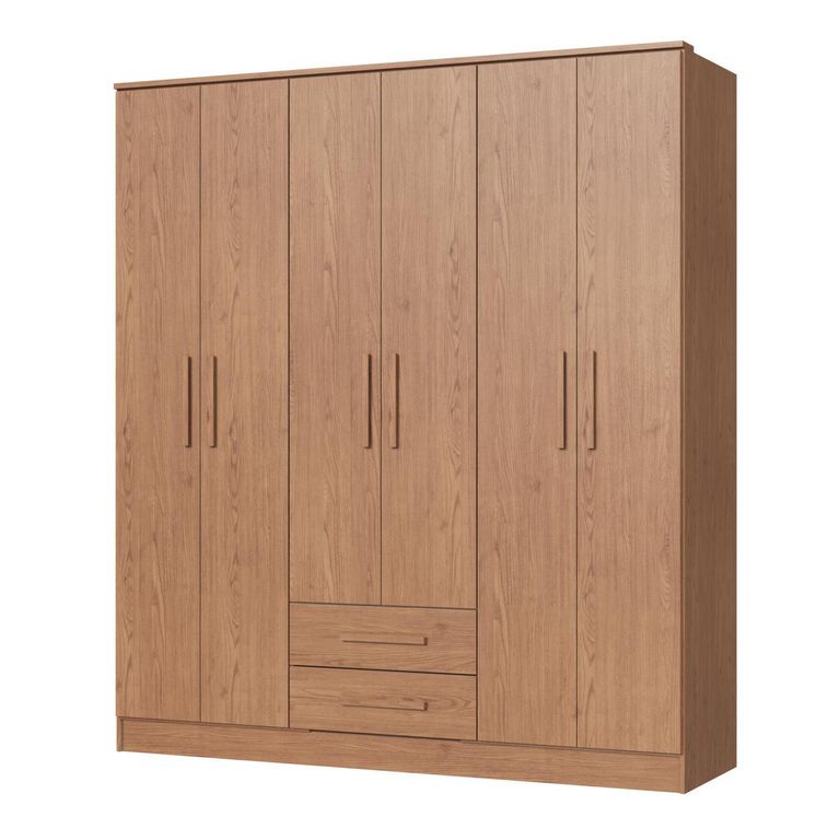 Clóset Pequim 6 Puertas Café 6 Puerta(s) 2 Cajón(es) 6 Repisa(s) 161.7x182.5x47 cm Café