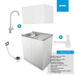 STRETTO - Pack mueble de cocina 1 Cubeta(s) Izquierdo 80x139x50 cm Blanco
