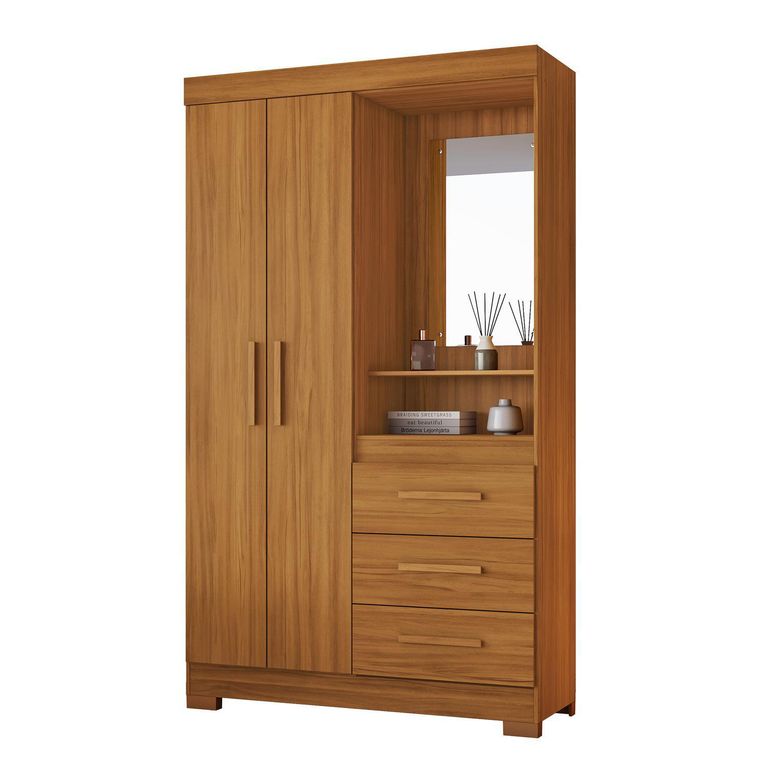 Clóset con Espejo 2 Puerta(s) 3 Cajón(es) 3 Repisa(s) 108x187x39.5 cm Café