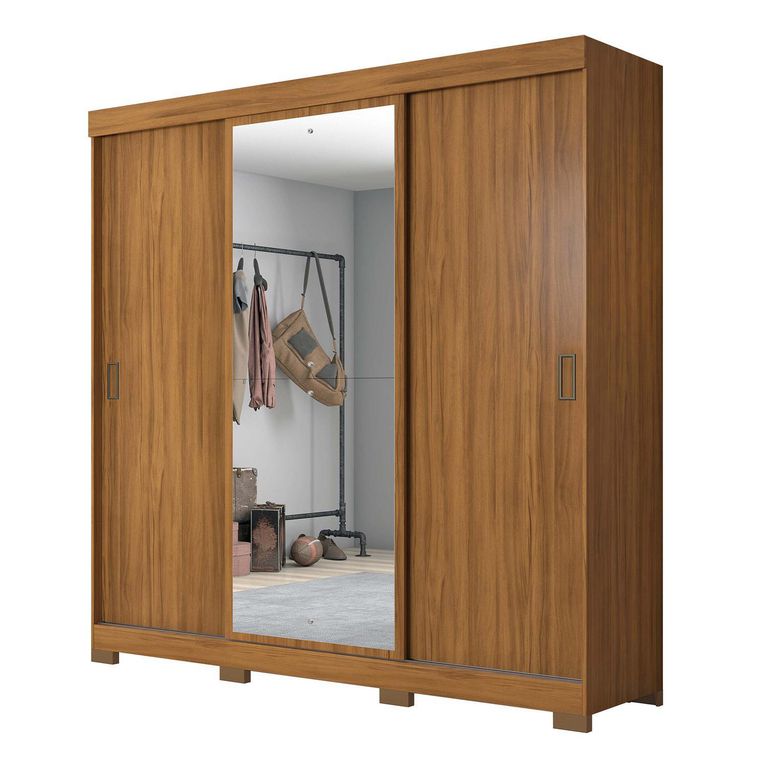 Clóset con Espejo 3 Puerta(s) 4 Cajón(es) 5 Repisa(s) 181.5x206.5x54.9 cm Café