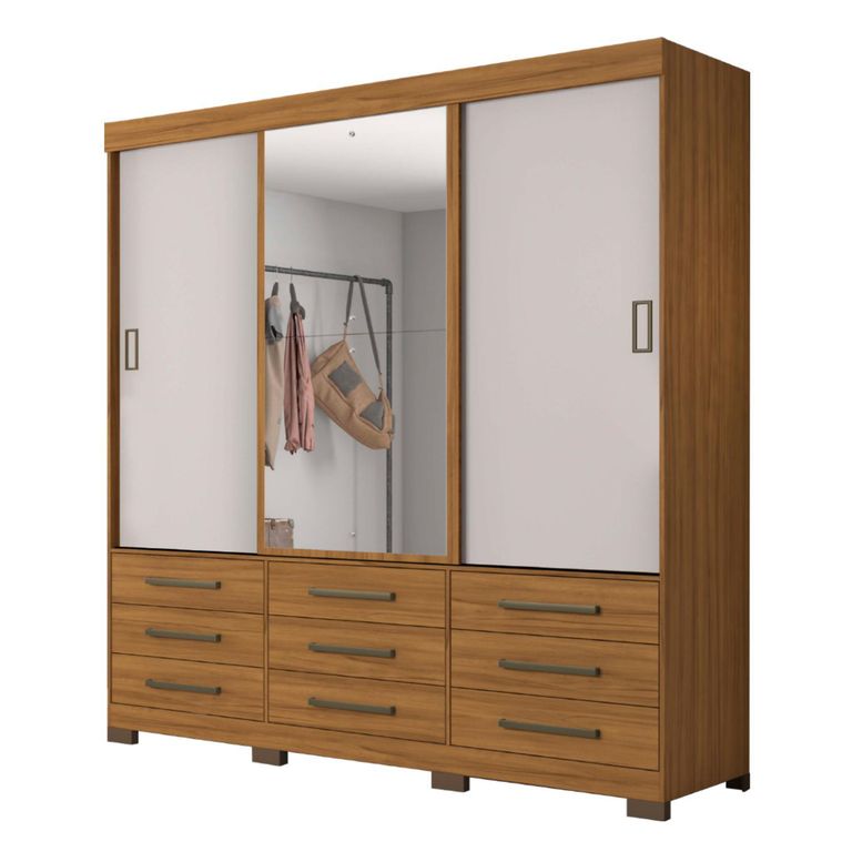 Clóset 3 Puerta(s) 9 Cajón(es) 2 Repisa(s) 181.5x206.5x54.9 cm Café