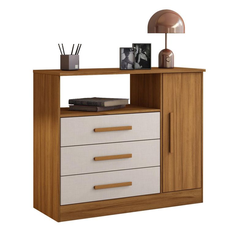 Cómoda 3 Cajón(es) Essex 90x75.8x35.5 cm Café/ Off White