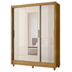 ALAIA HOME - Clóset con Espejo 3 Puerta(s) 2 Cajón(es) 3 Repisa(s) 164x211x53 cm Freijo/Off White