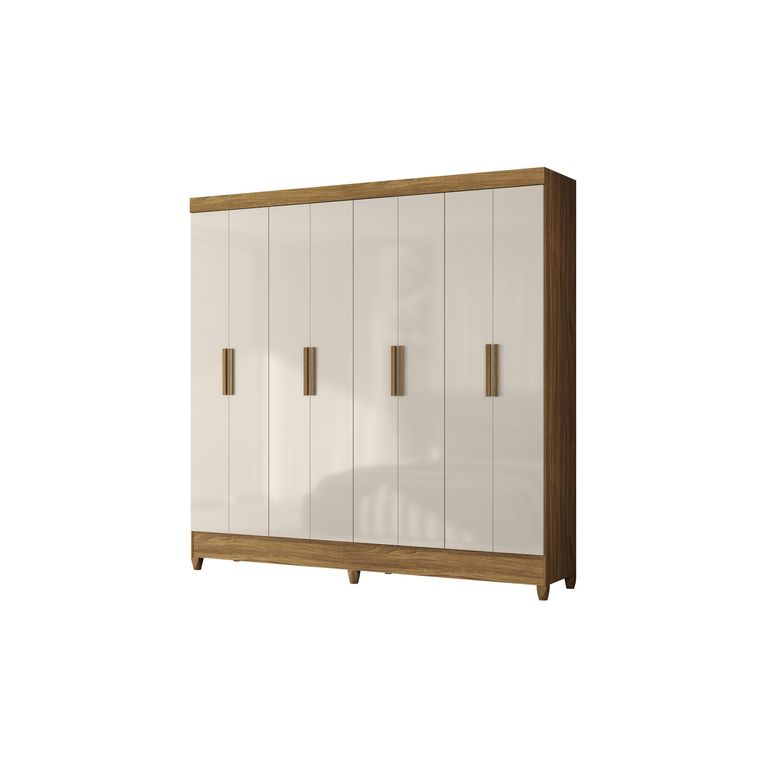 Clóset 8 Puerta(s) 2 Cajón(es) 8 Repisa(s) 204x204x47 cm Freijo/Off White