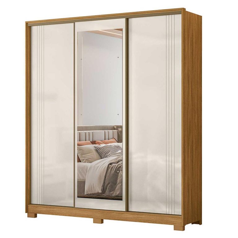 Clóset 3 Puerta(s) 4 Cajón(es) 7 Repisa(s) 195x222x52 cm Freijo/Off White