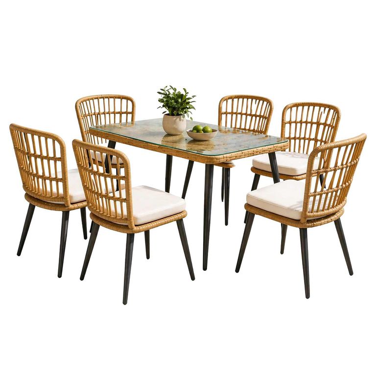 Juego de Comedor de Terraza Santa Barbara 6 Personas Marfil