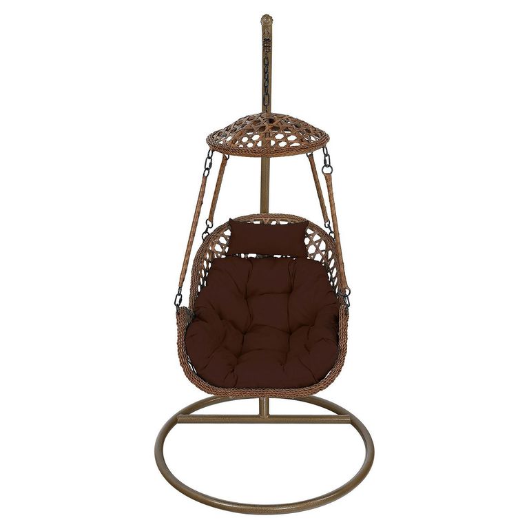 Silla Colgante Nipona Chocolate Cojín Marfil