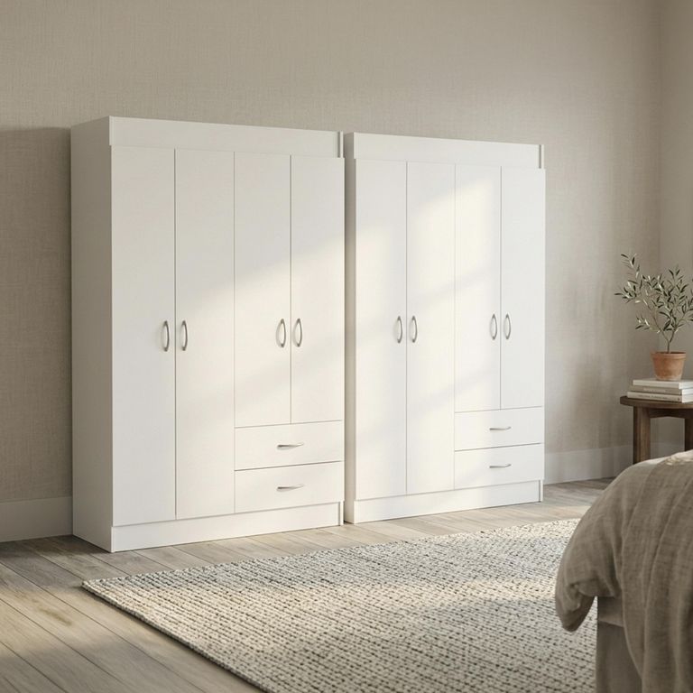 Combo 2 Clóset 4 Puerta(s) 2 Cajón(es) 3 Repisa(s) 102.5x175x39.2 cm Blanco