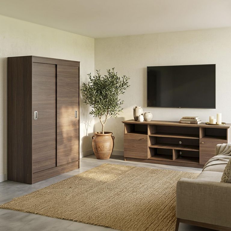 Combo Clóset +Rack TV Walnut