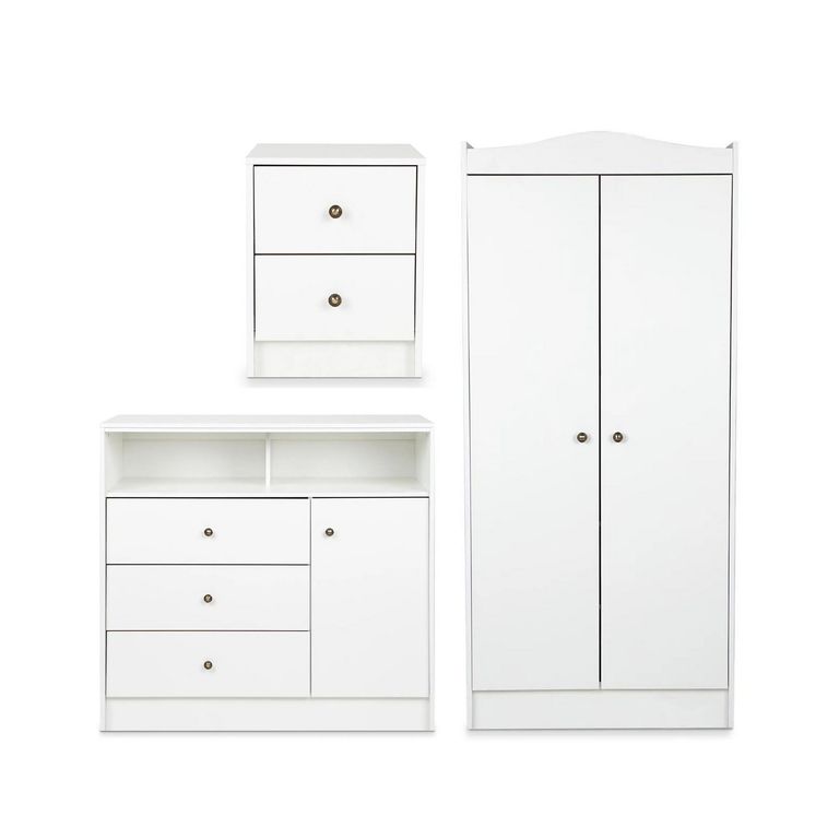 Combo Infantil Clóset + Cómoda + Velador Blanco