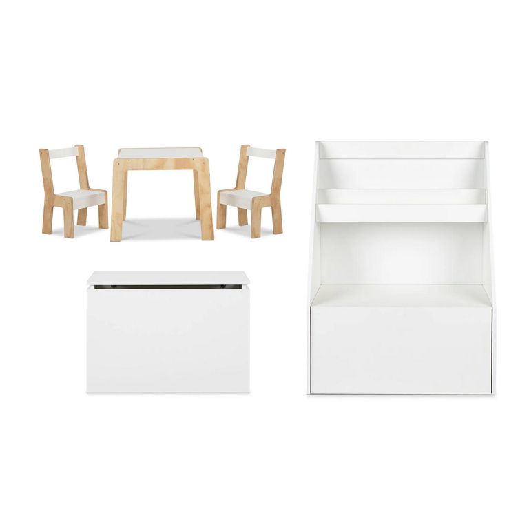 Combo Infantil Mesita + Librero + Baúl Blanco