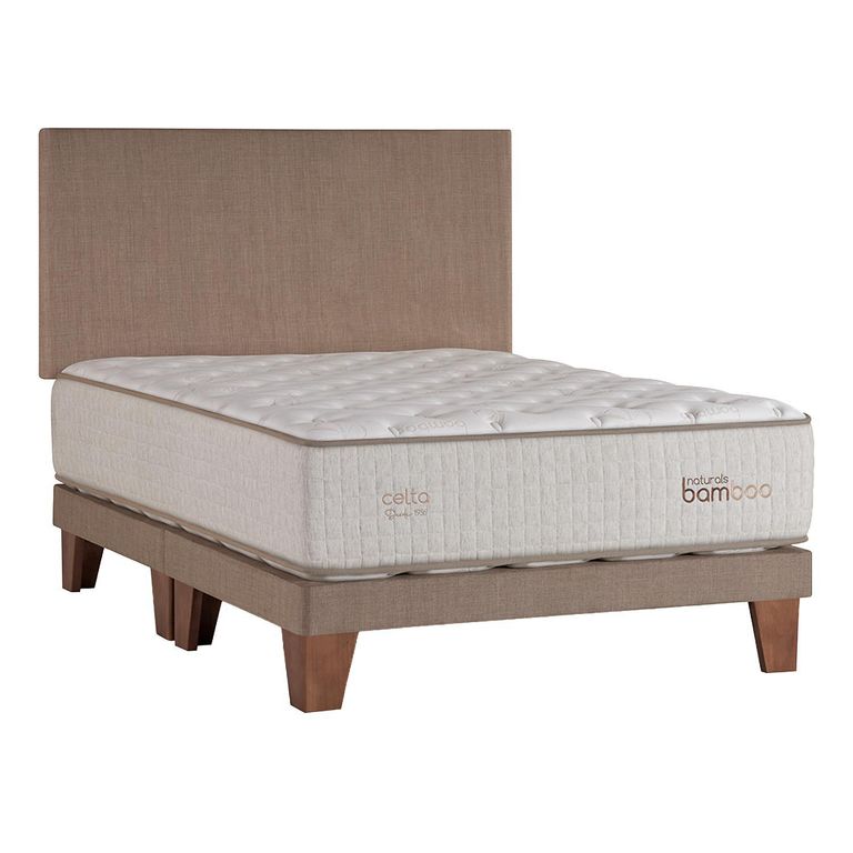 Cama King Europea Naturals Bamboo Beige + Respaldo