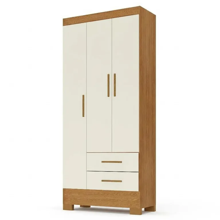 Clóset 3 Puerta(s) 2 Cajón(es) 3 Repisa(s) 68.2x180x35 cm Cinamomo/Off White
