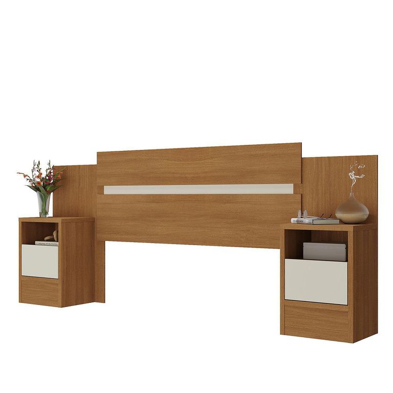 Respaldo + 2 Veladores 2 plazas Milas Cinamomo/Off White