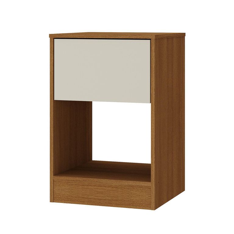 Velador 1 Cajón(es) Ipe 36.5x55.5x35 cm Café Claro/Blanco Crema