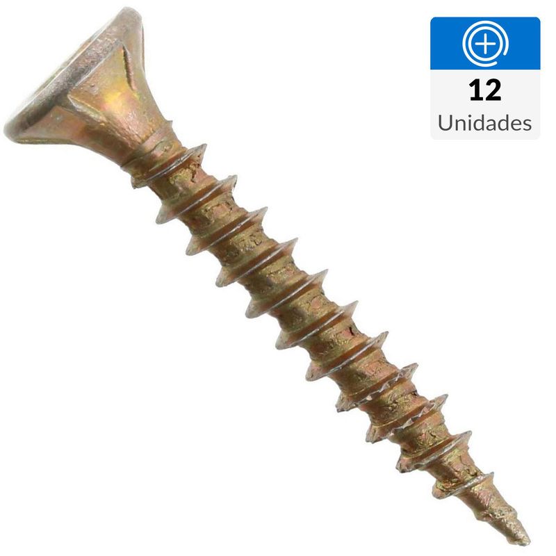 FIXSER - Tornillo Tirafondo Cabeza Phillips Madera 1 " 6 mm 12 Unidades