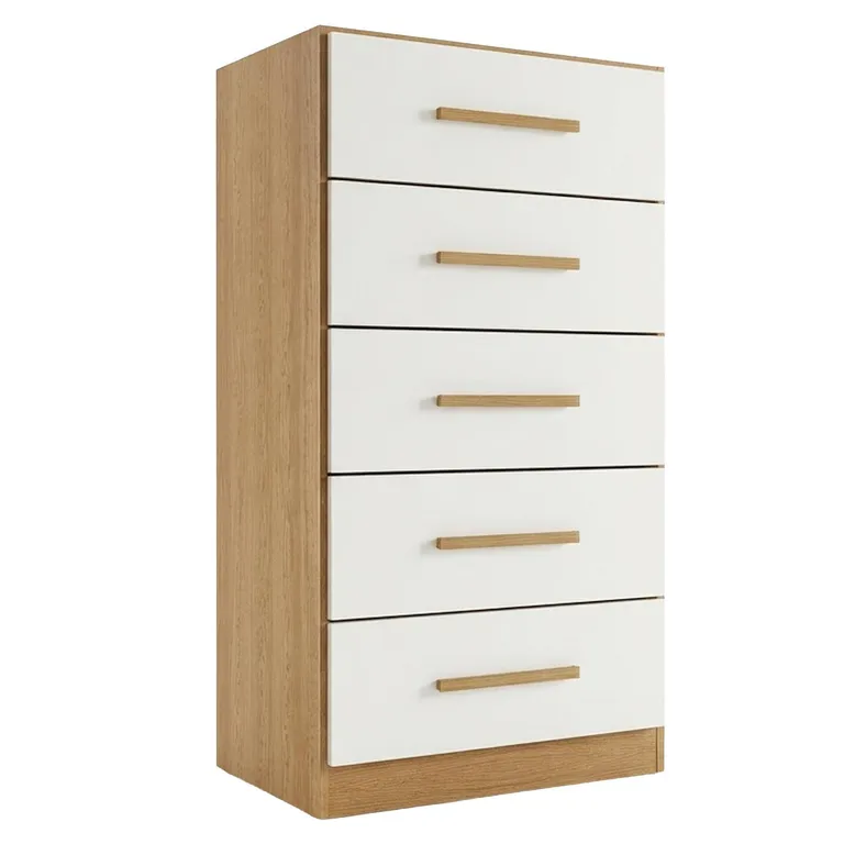 Cómoda 5 Cajón(es) Savana 46x91x35 cm Café Claro/Blanco Crema
