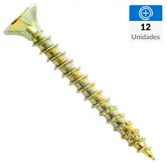 FIXSER - Tornillo Tirafondo Cabeza Phillips Madera 1-1/4 " 6 mm 12 Unidades