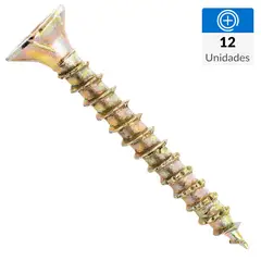 FIXSER - Tornillo Tirafondo Cabeza Phillips Madera 1-1/4 " 8 mm 12 Unidades