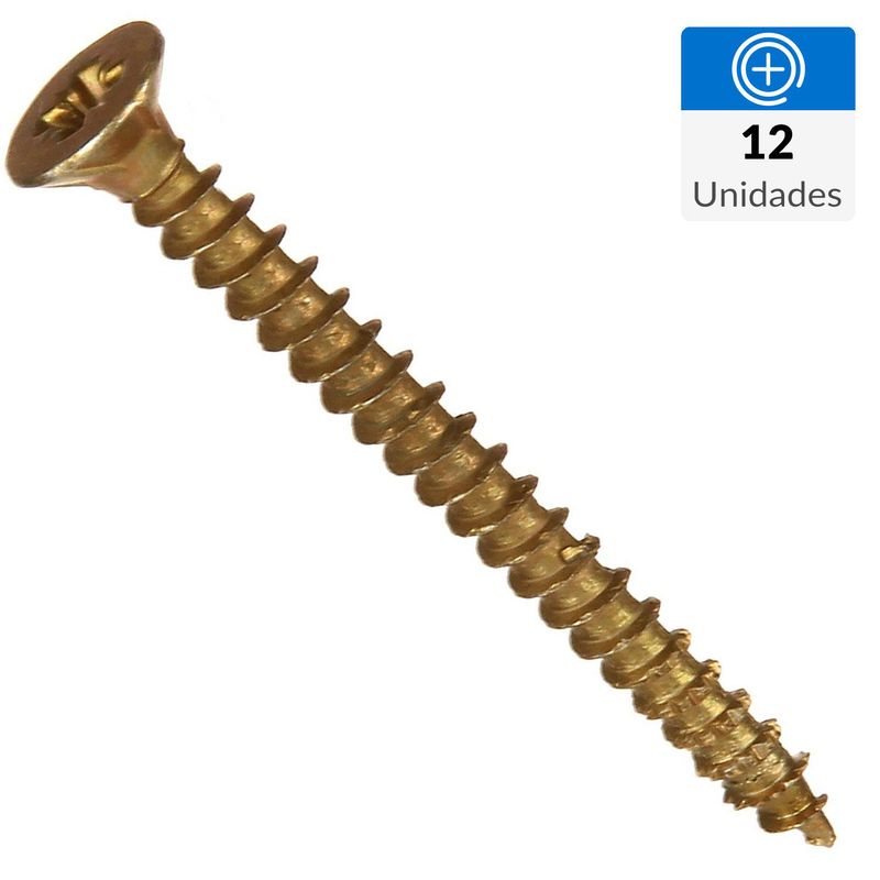 FIXSER - Tornillo Tirafondo Cabeza Phillips Madera 1-1/2 " 8 mm 12 Unidades