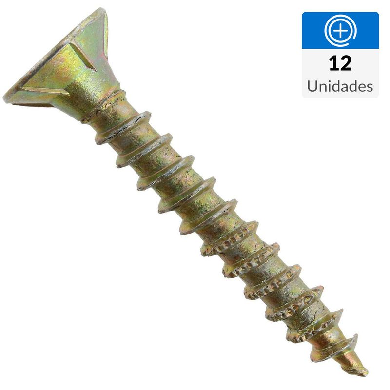 FIXSER - Tornillo Tirafondo Cabeza Phillips Madera 1-1/4 " 9 mm 12 Unidades