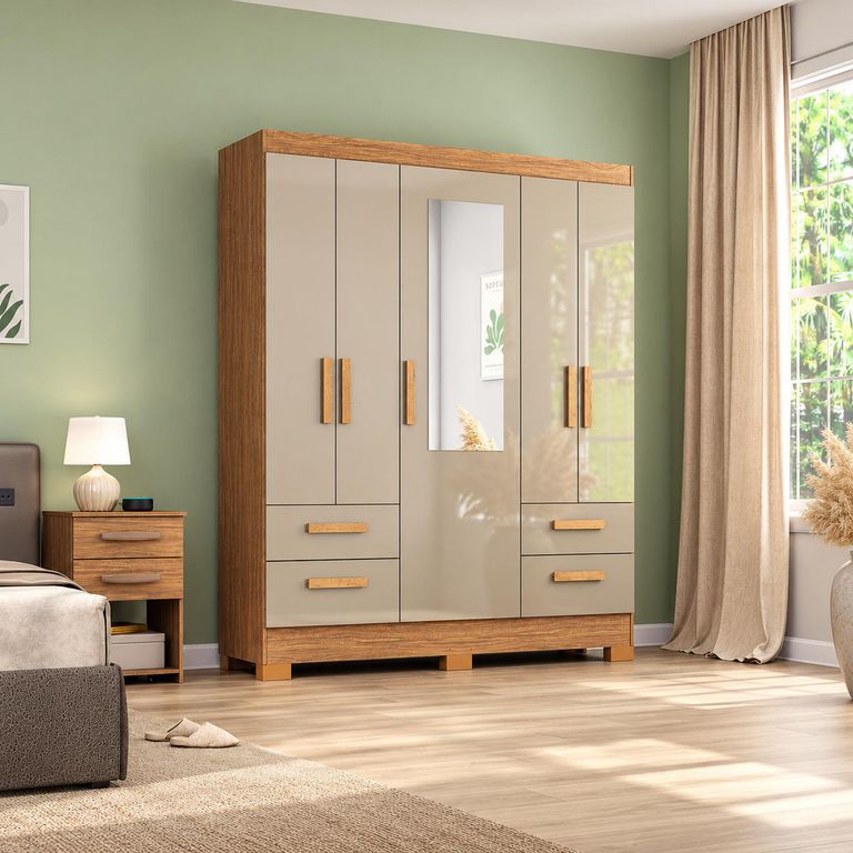 Clóset 5 Puerta(s) 4 Cajón(es) 3 Repisa(s) 148x180x40 cm Gris
