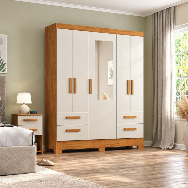 Clóset 5 Puerta(s) 4 Cajón(es) 3 Repisa(s) 148x180x40 cm Beige