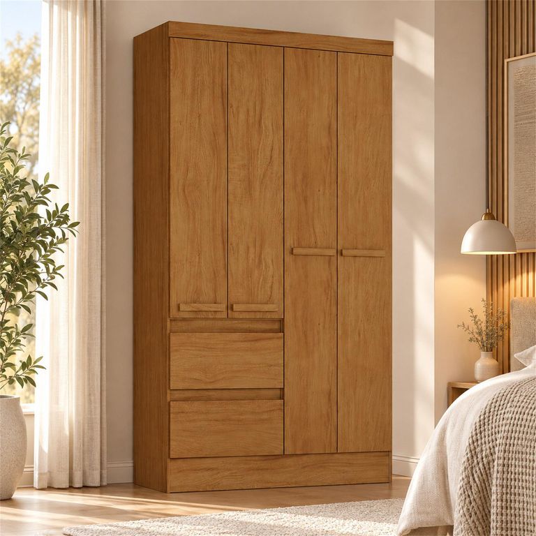 Clóset 4 Puerta(s) 2 Cajón(es) 3 Repisa(s) 109.5x202x40 cm Café