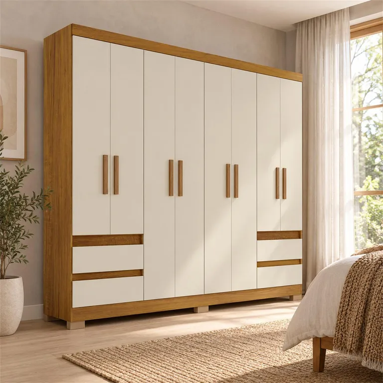 Clóset 8 Puerta(s) 4 Cajón(es) 8 Repisa(s) 188x208x45 cm Beige