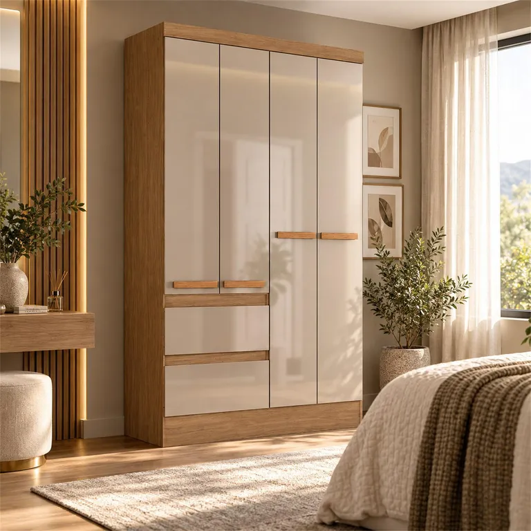 Clóset 4 Puerta(s) 2 Cajón(es) 3 Repisa(s) 109.5x202x40 cm Gris