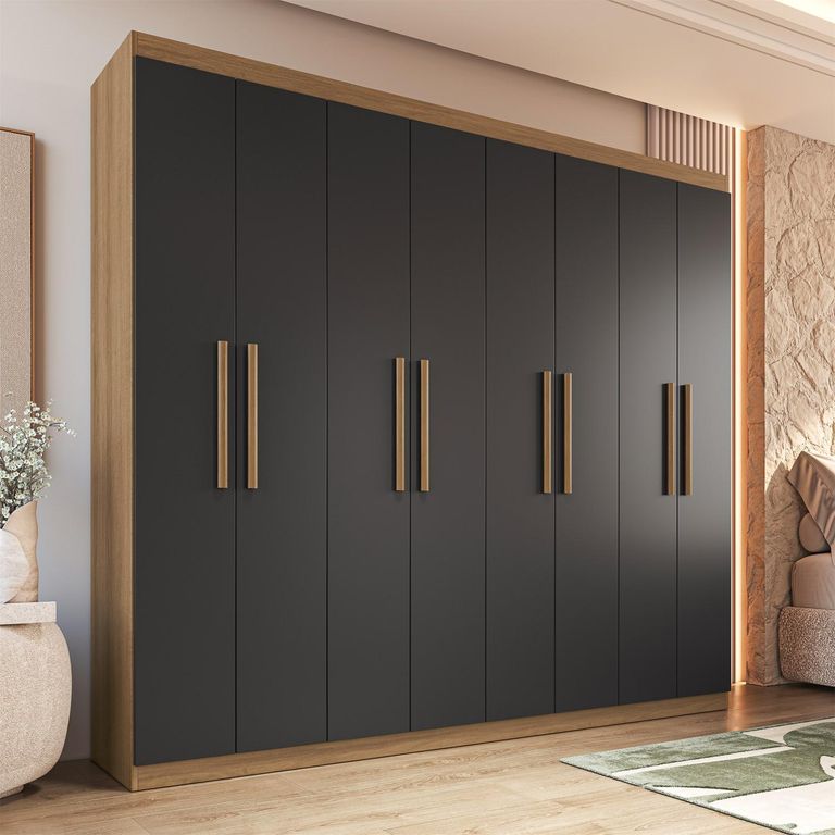 Clóset 8 Puerta(s) 2 Cajón(es) 6 Repisa(s) 200x180x40 cm Negro