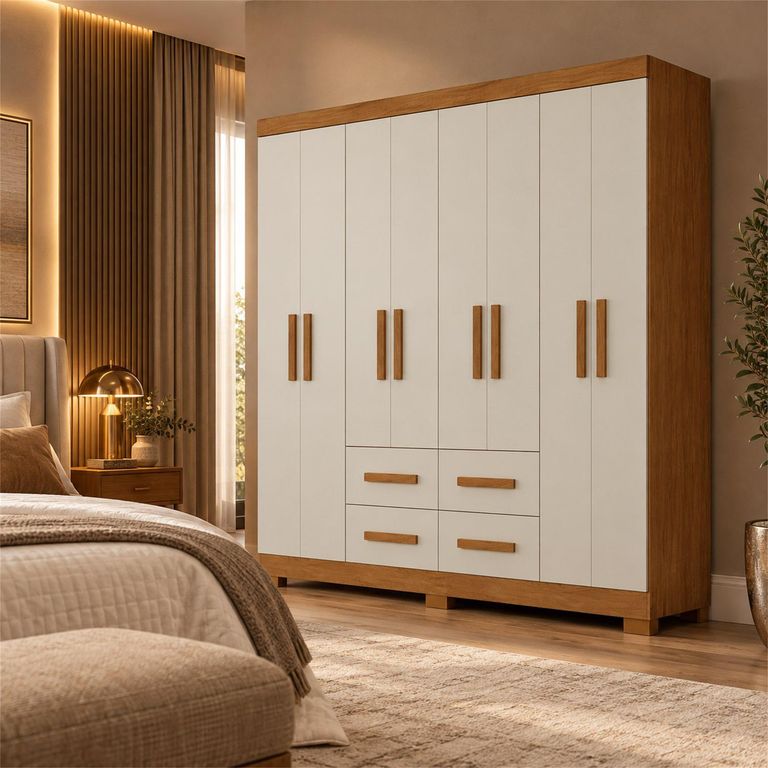 Clóset 8 Puerta(s) 4 Cajón(es) 5 Repisa(s) 182x182x40 cm Beige