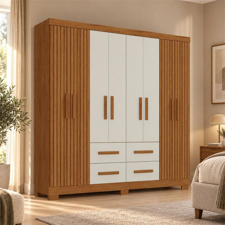 Clóset 8 Puerta(s) 4 Cajón(es) 5 Repisa(s) 182x182x40 cm Nogal