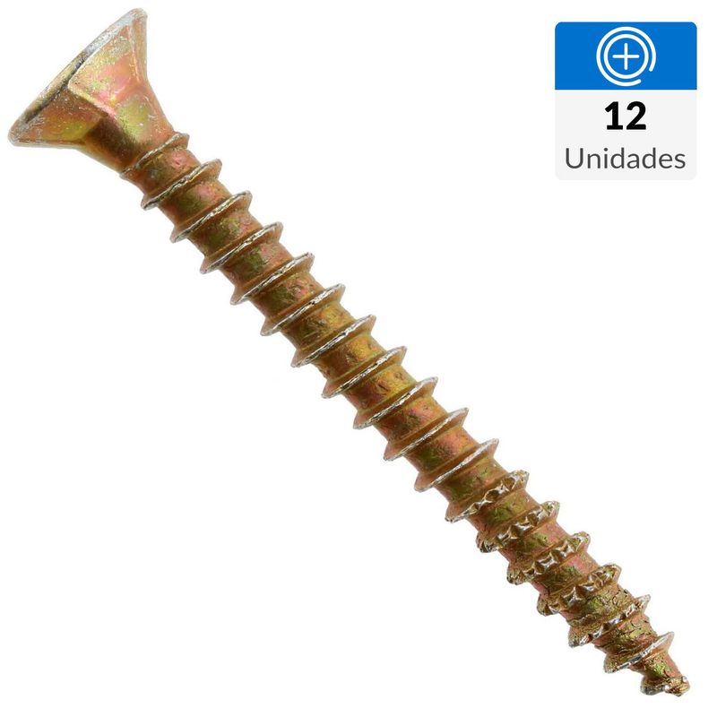 FIXSER - Tornillo Tirafondo Cabeza Phillips Madera 1-1/2 " 9 mm 12 Unidades