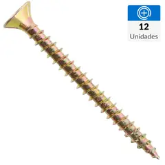 FIXSER - Tornillo Tirafondo Cabeza Phillips Madera 2 " 9 mm 12 Unidades