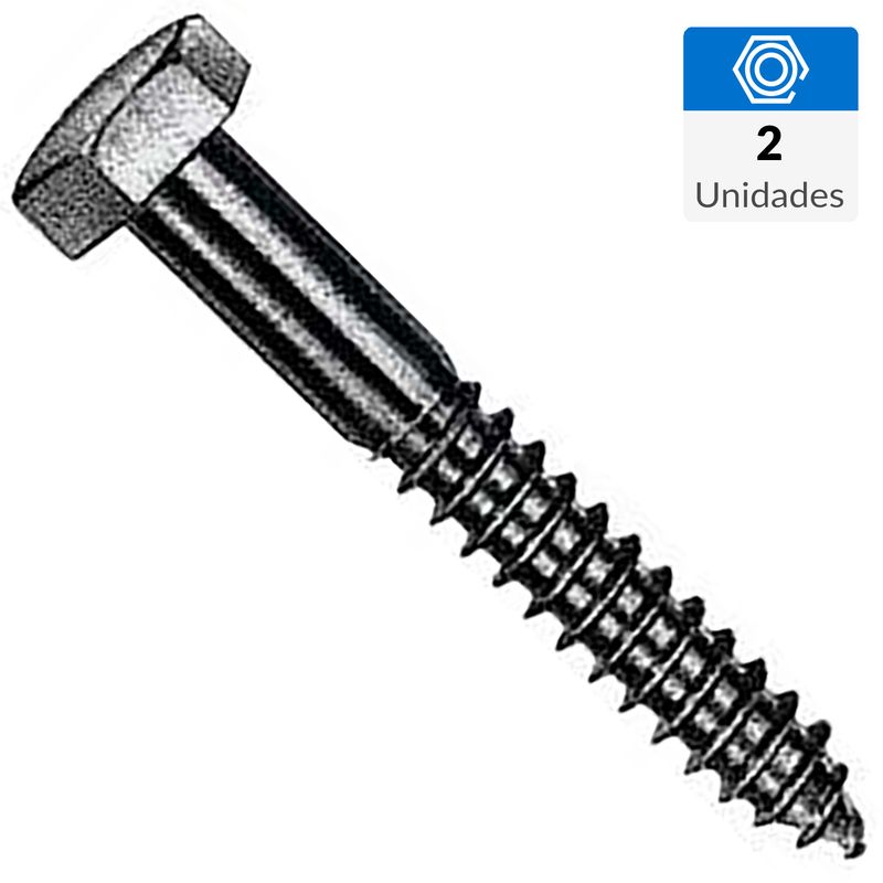 FIXSER - Tornillo Tirafondo Cabeza Hexagonal Madera 1-1/2 " 1/4 " 2 Unidades
