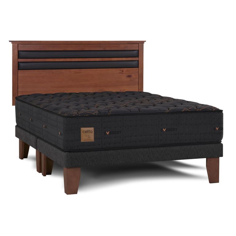 Cama + Respaldo 2 plazas Europea Everest Negro