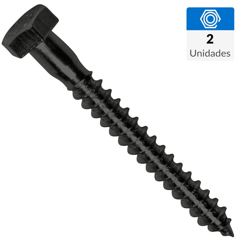 FIXSER - Tornillo Tirafondo Cabeza Hexagonal Madera 2 " 1/4 " 2 Unidades