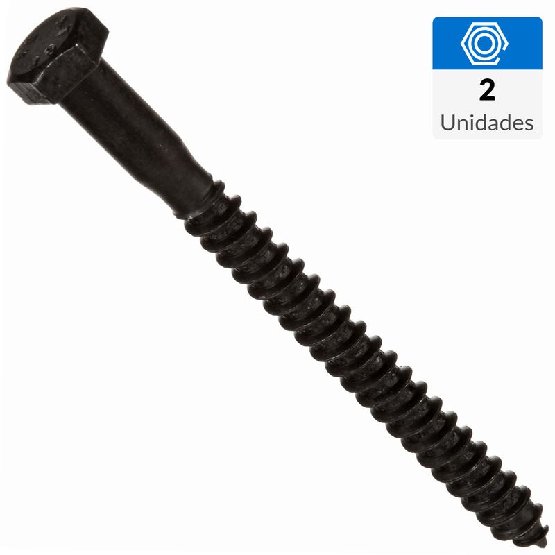 FIXSER - Tornillo Tirafondo Cabeza Hexagonal Madera 3 " 1/4 " 2 Unidades